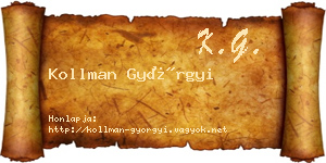 Kollman Györgyi névjegykártya
