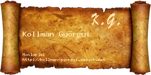 Kollman Györgyi névjegykártya